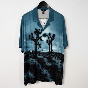 Forever 21 - Desert Print SS Button-Up Shirt Rayon- Blue/Black - Mens XXL - NWT!